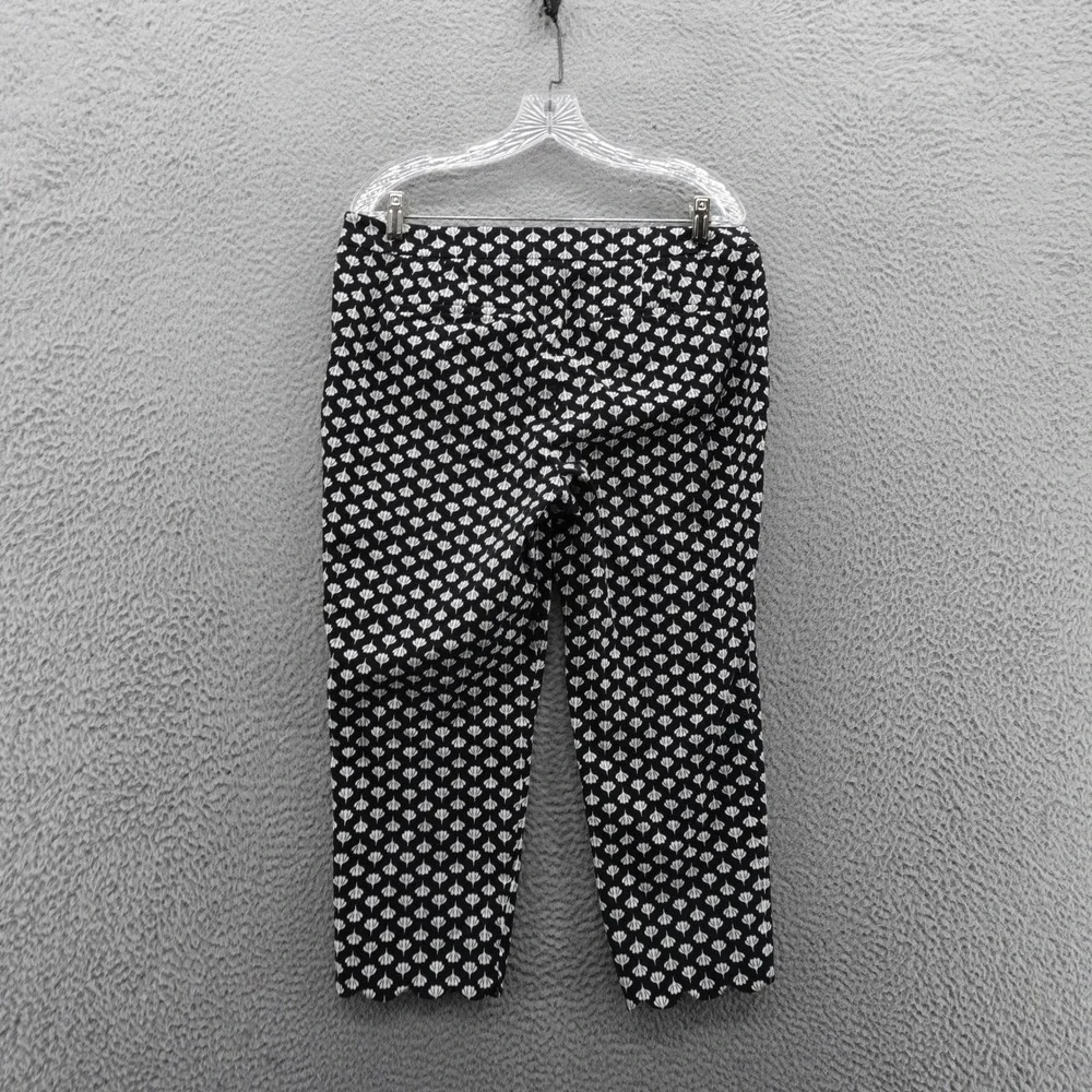 Talbots Floral Print Pants Black White 10P‎ Womens Stretch Cropped Trousers - Picture 2 of 16